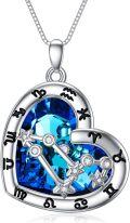 wholesale 925 Sterling Silver Blue Crystal Heart Zodiac Constellation Pendant Necklace-0-0