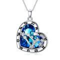 wholesale 925 Sterling Silver Blue Crystal Heart Zodiac Constellation Pendant Necklace-0-0