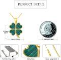 wholesale 925 Sterling Silver Green Jade Four-Leaf Clover Necklace for Women-0-3