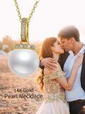TOUPOP 14K Gold Pearl Necklace with Bow/Heart/Dolphin Pendant-0-3