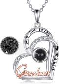 wholesale 925 Sterling Silver Heart Pendant with Black Stone & Cubic Zirconia - I Love You to the Moon and Back Gifts for Grandma Mother's Day Jewelry-0-0