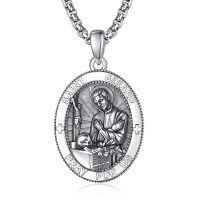 wholesale 925 Sterling Silver Patron Saint Medal Amulet Necklace for Men 2 5mm 22 +2 Chain-A35-Saint Gerard