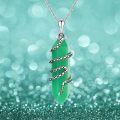 wholesale 925 Sterling Silver Green Quartz Crystal Snake Tail Wrap Pendant Necklace for Women-0-5