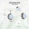 wholesale 925 Sterling Silver Crescent Moon Opal Pendant Necklace-0-4