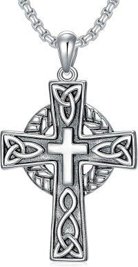 wholesale Silver Celtic Cross Pendant Necklace for Men with 2 5mm 22 +2 Adjustable Rolo Chain-C-style