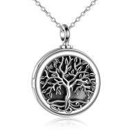 wholesale 925 Sterling Silver Tree of Life Cremation Urn Pendant Necklace with Ash Holder and Lockets for Men & Women-photo locket urn necklace