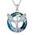 wholesale 925 Sterling Silver Blue Crystal Phoenix Pendant Necklace for Women Girls Gifts-0-0