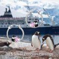 wholesale 925 Sterling Silver Penguin Heart Pink Crystal Studs Hoops for Girls & Women's Gift Set-0-2