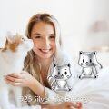 wholesale 925 Sterling Silver Cute Cat Stud Earrings - Kawaii Kitty  for Girls and Women-0-5
