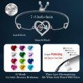 wholesale 925 Sterling Silver & 5A Zircon Heart Stethoscope Birthstone Bracelet - Adjustable Chain-0-4