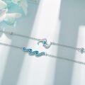 wholesale 925 Sterling Silver Blue Opal Dolphins & Waves Charm Bracelet for Women-0-4