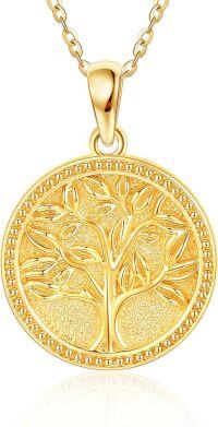 wholesale 14K Gold Tree of Life Round Coin Pendant Necklace for Women's s-tree of life