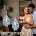 wholesale 925 Sterling Silver Abalone Shell Filigree Dragonfly Earrings, Moonstone Jewelry Gift for Women-0-4