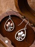 wholesale 925 Sterling Silver Rose Teardrop Drop Earrings with Pink Gold Plated Accents for Women-0-2