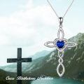 wholesale 925 Sterling Silver White Gold Plated Celtic Cross Heart Citrine Pendant Necklace-0-47