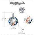 wholesale 925 Sterling Silver Blue Crystal Mermaid & Fox Tree of Life Pendant Necklace for Women Girls-0-4