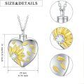 wholesale 925 Sterling Silver Sunflower Heart Urn Necklace for Ashes Keepsake Memorial s for Women Girls-0-4