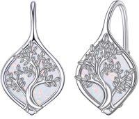 wholesale Sterling Silver Abalone Celtic Trinity Knot Earrings Triquetra Leverback Tree of Life Gift-opal tree of life-opal tree of life