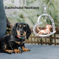 wholesale Sterling Silver Birthstone Dachshund Necklace Dog Lover Gift-1-Moss Agate