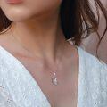 wholesale 925 Sterling Silver Crescent Moon Wolf Pendant Necklace With Roses-0-3