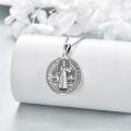 wholesale 925 Sterling Silver St. Jude Medal Necklace with Cross and Holy Bible Charm for Men Women Catholic  47mm Diameter-0-1