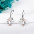 wholesale 925 Sterling Silver Horse Head Flower Drop Earrings for Women Girls  4cm Long-0-1