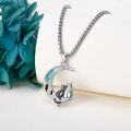 wholesale 925 Sterling Silver Turquoise Moon Cat Necklace Pendant  for Women Girls-0-3