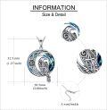 wholesale 925 Sterling Silver Round Celtic Knot Blue Crystal Raven Pendant Necklace-0-4