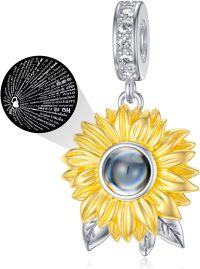 wholesale 925 Sterling Silver Sunflower Pendant with I Love You Projection Charm Bracelet for Women-Sunflower