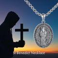 wholesale 925 Sterling Silver Saint Benedict Medal Necklace with Chain - Religious  for Men & Women -0-5
