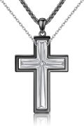 wholesale 925 Sterling Silver Cross Couple Necklaces for Men Women Matching Set with CZ Stone Pendant Gifts-0-0
