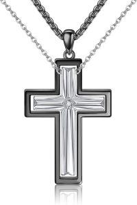 wholesale 925 Sterling Silver Cross Couple Necklaces for Men Women Matching Set with CZ Stone Pendant Gifts-Cross