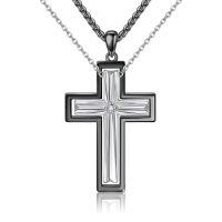 wholesale 925 Sterling Silver Cross Pendant Necklace Wholesale With Clear Stones-Cross