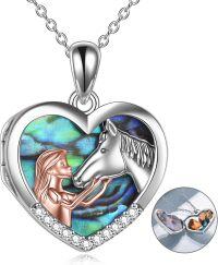 wholesale Sterling Silver Stone Horse Pendant Necklace for Women Horse Gift-B- Horse Locket Necklace