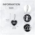 wholesale 925 Sterling Silver Black Enamel Heart with Bat Drop Earrings for Women-0-4