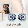 TOUPOP Sterling Silver Blue Crystal Moon Star Dangle Earrings-0-2