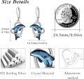 wholesale 925 Sterling Silver Blue Crystal Dolphin Drop Earrings for Women-0-1