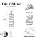 wholesale 925 Sterling Silver FAITH Pendant Necklace with Cubic Zirconia Stones - Christian Jewelry for Women-0-2
