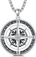 wholesale 925 Sterling Silver Compass Necklace with Celtic Knot and World Map Pendant -0-0
