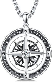wholesale 925 Sterling Silver Compass Necklace with Celtic Knot and World Map Pendant -04-Compass Necklace