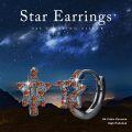 wholesale 925 Sterling Silver Black Plated Orange CZ Star Huggie Hoop Earrings-0-1