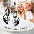 wholesale Sterling Silver Skeleton Hand Skull Hoop Earrings Halloween Gothic Jewelry Gifts-0-11