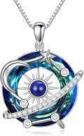 wholesale TOUPOP Stars And Moon Necklace Sterling Silver Crystal Stars And Moon Pendant Jewelry Universe Planet Star Moon Pendant Necklace -0-0