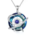 TOUPOP Sterling Silver Crystal Stars And Moon Pendant Necklace-0-0