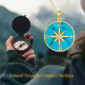 TOUPOP 14k Gold Plated Sterling Silver Jade Compass Necklace Travel Jewelry Gift-0-3