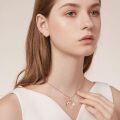 wholesale 925 Sterling Silver Rose Gold & White Fox Family Heart Pendant Necklace for Women-0-4