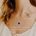 wholesale 925 Sterling Silver Lapis Lazuli Sun Charm Necklace - 18.2 Rhodium Plated Chain, 13mm Pendant-0-2