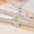 wholesale TOUPOP Topaz Necklace Sterling Silver Double Heart Pendant Necklace With November Birthstone Birthday Christmas Jewelry Gifts For Women Her -0-3