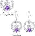 wholesale 925 Sterling Silver with Birthstone Claddagh Earrings for Women Irish Celtic Jewelry Gifts-0-2