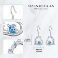 wholesale 925 Sterling Silver Blue Opal Sea Life Heart Shape Lever Back Earrings-0-3